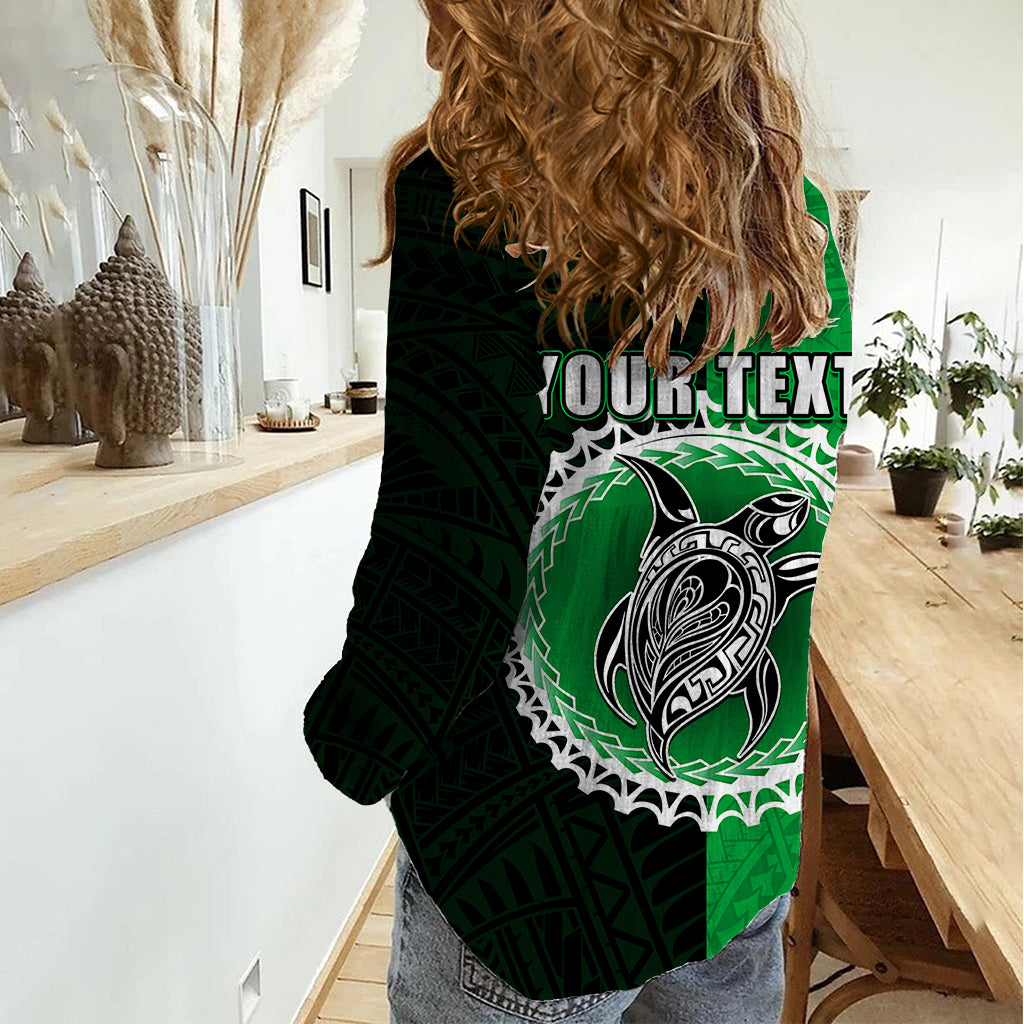 Custom Rarotonga Of Cook Islands Women Casual Shirt Mix Half Black LT6 - Wonder Print Shop