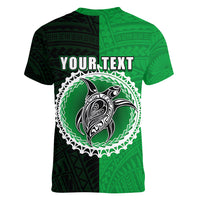 Custom Rarotonga Of Cook Islands Women V Neck T Shirt Mix Half Black LT6 - Wonder Print Shop