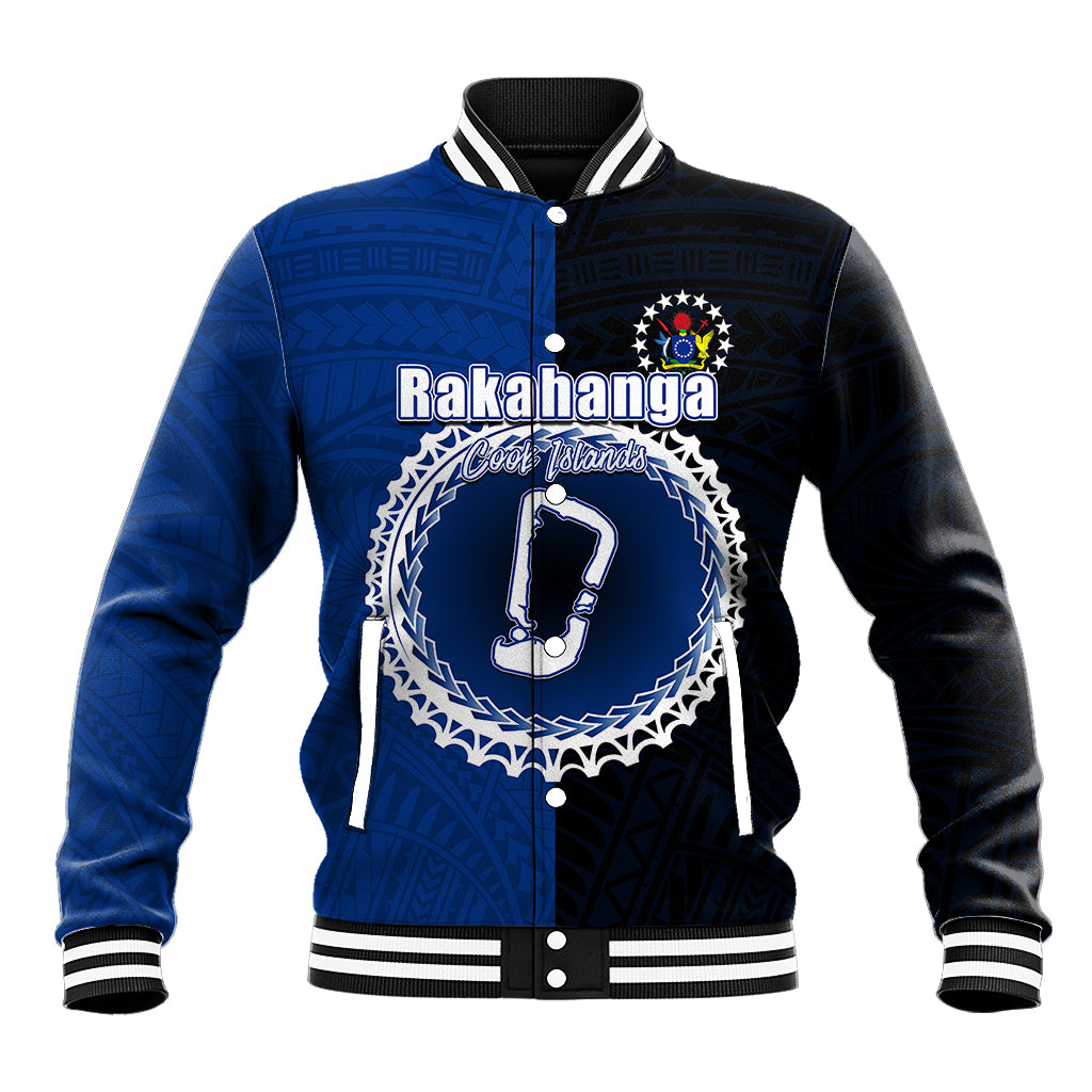 Custom Rakahanga Of Cook Islands Baseball Jacket Mix Half Black LT6 - Wonder Print Shop