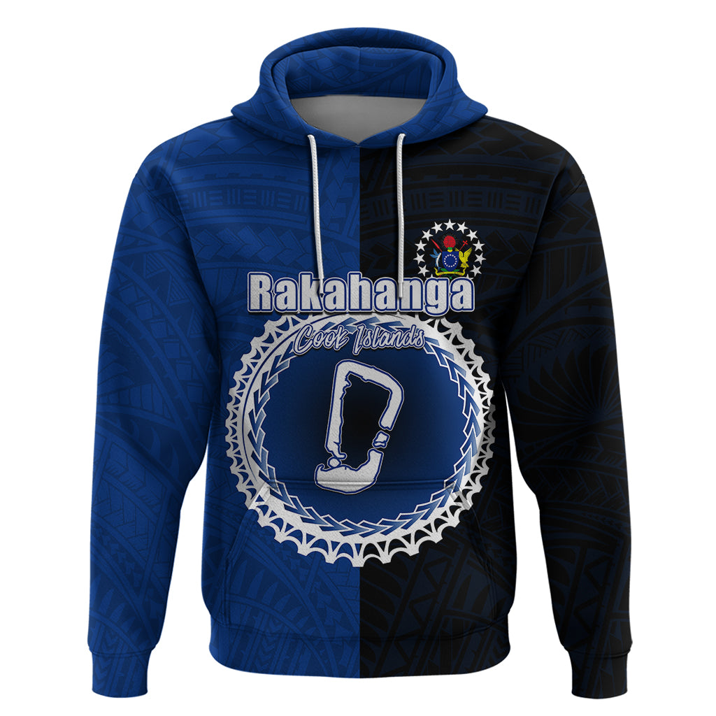 Custom Rakahanga Of Cook Islands Hoodie Mix Half Black LT6 - Wonder Print Shop