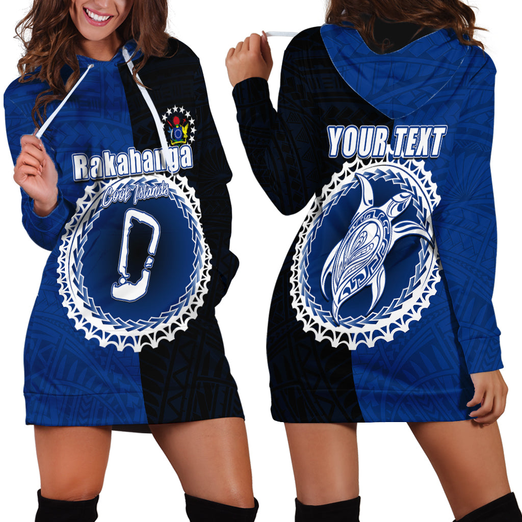 Custom Rakahanga Of Cook Islands Hoodie Dress Mix Half Black LT6 - Wonder Print Shop