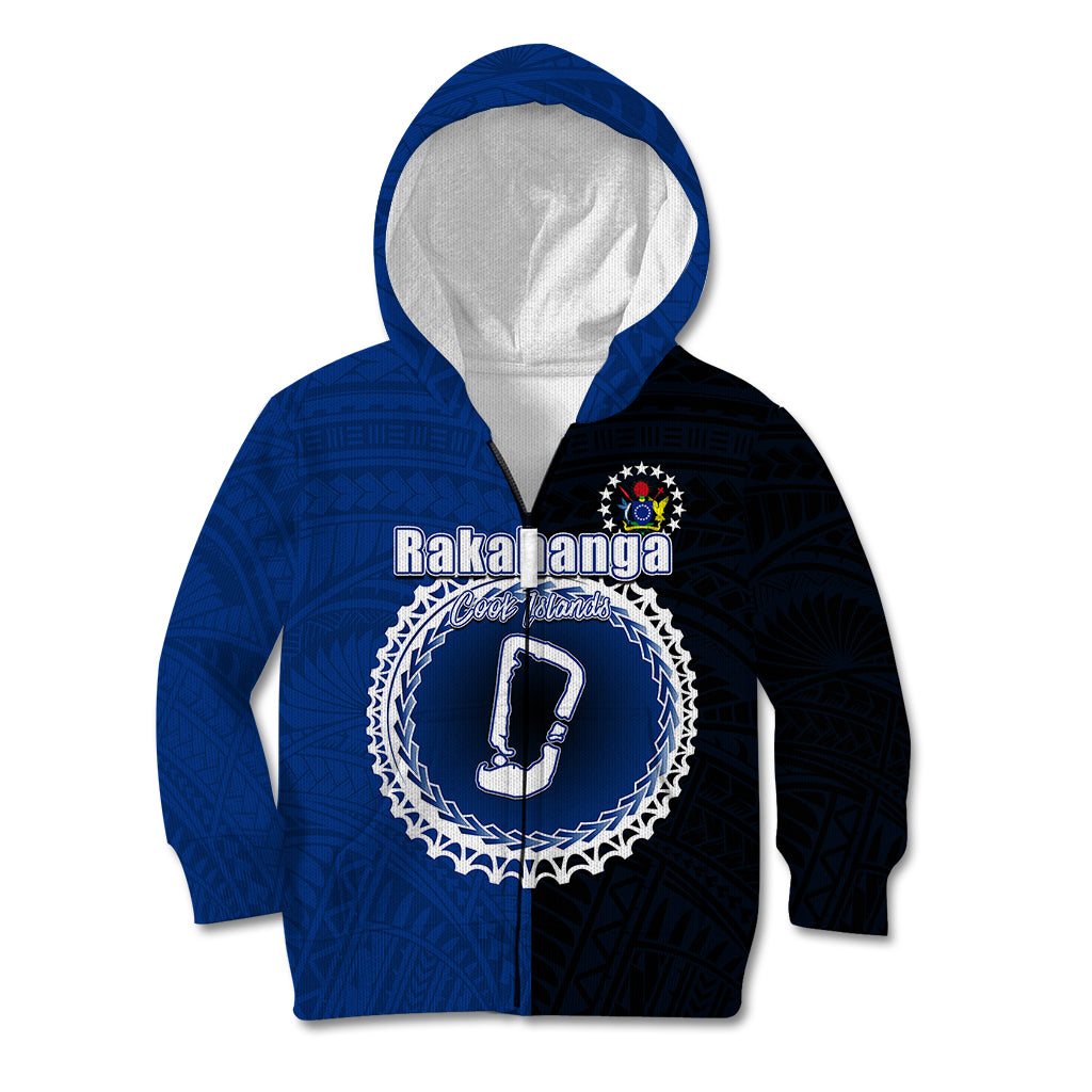 Custom Rakahanga Of Cook Islands Kid Hoodie Mix Half Black LT6 - Wonder Print Shop