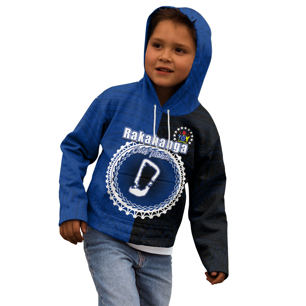 Custom Rakahanga Of Cook Islands Kid Hoodie Mix Half Black LT6 - Wonder Print Shop