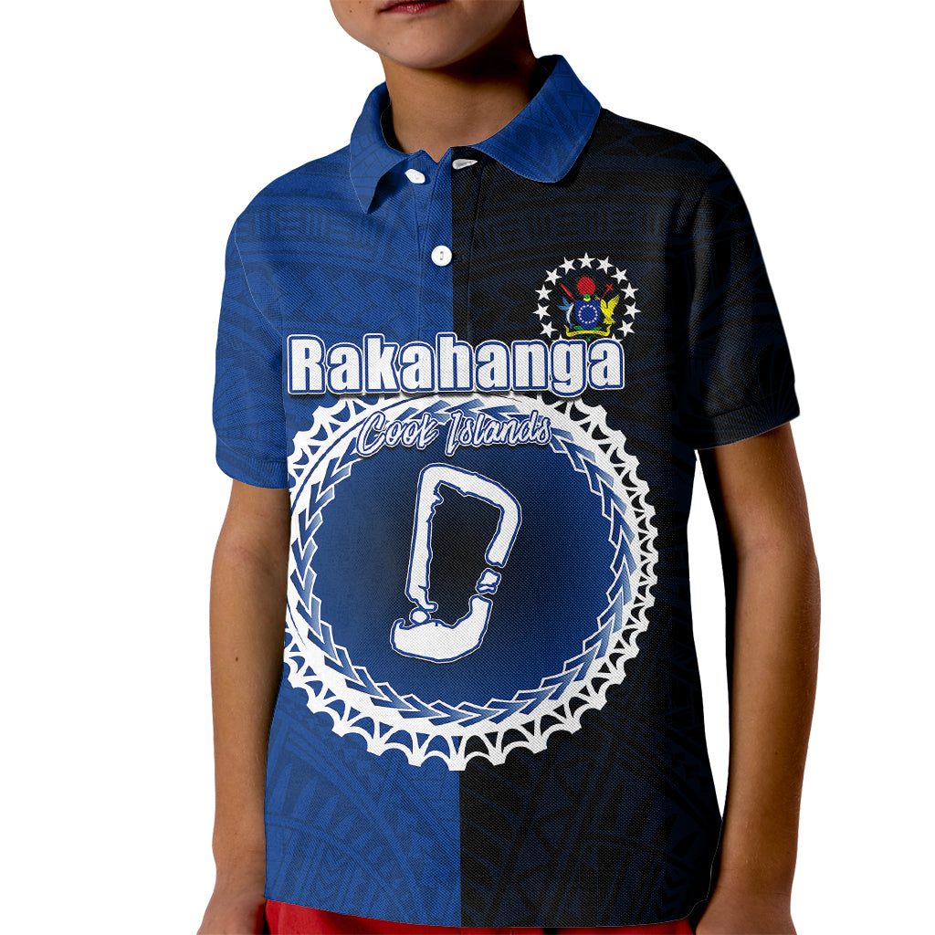 Custom Rakahanga Of Cook Islands Kid Polo Shirt Mix Half Black LT6 - Wonder Print Shop