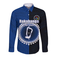 Custom Rakahanga Of Cook Islands Long Sleeve Button Shirt Mix Half Black LT6 - Wonder Print Shop