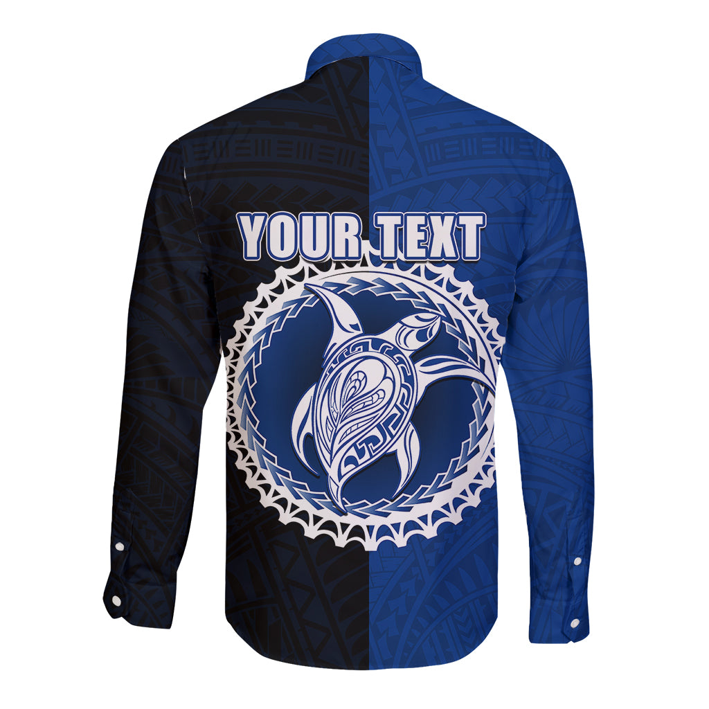 Custom Rakahanga Of Cook Islands Long Sleeve Button Shirt Mix Half Black LT6 - Wonder Print Shop