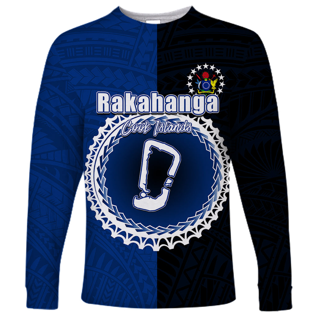 Custom Rakahanga Of Cook Islands Long Sleeve Shirt Mix Half Black LT6 - Wonder Print Shop