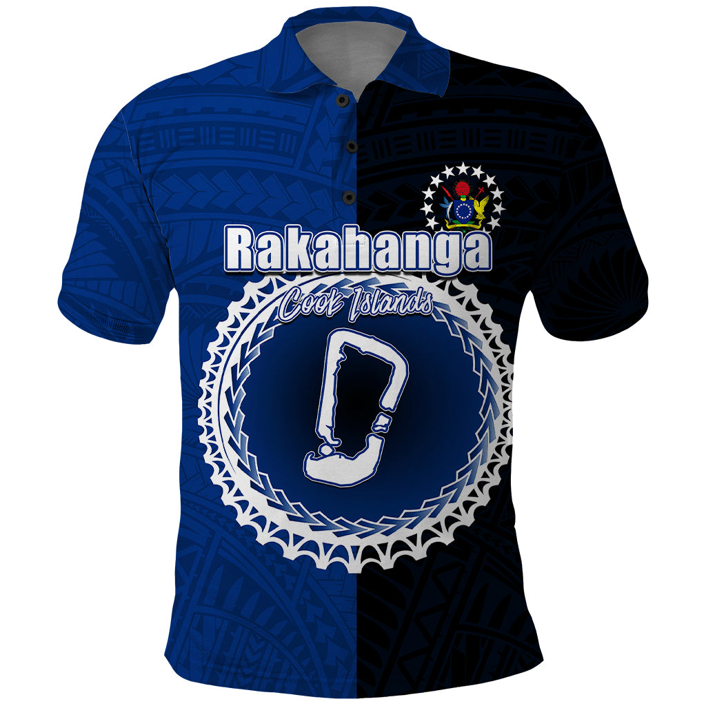 Custom Rakahanga Of Cook Islands Polo Shirt Mix Half Black LT6 - Wonder Print Shop