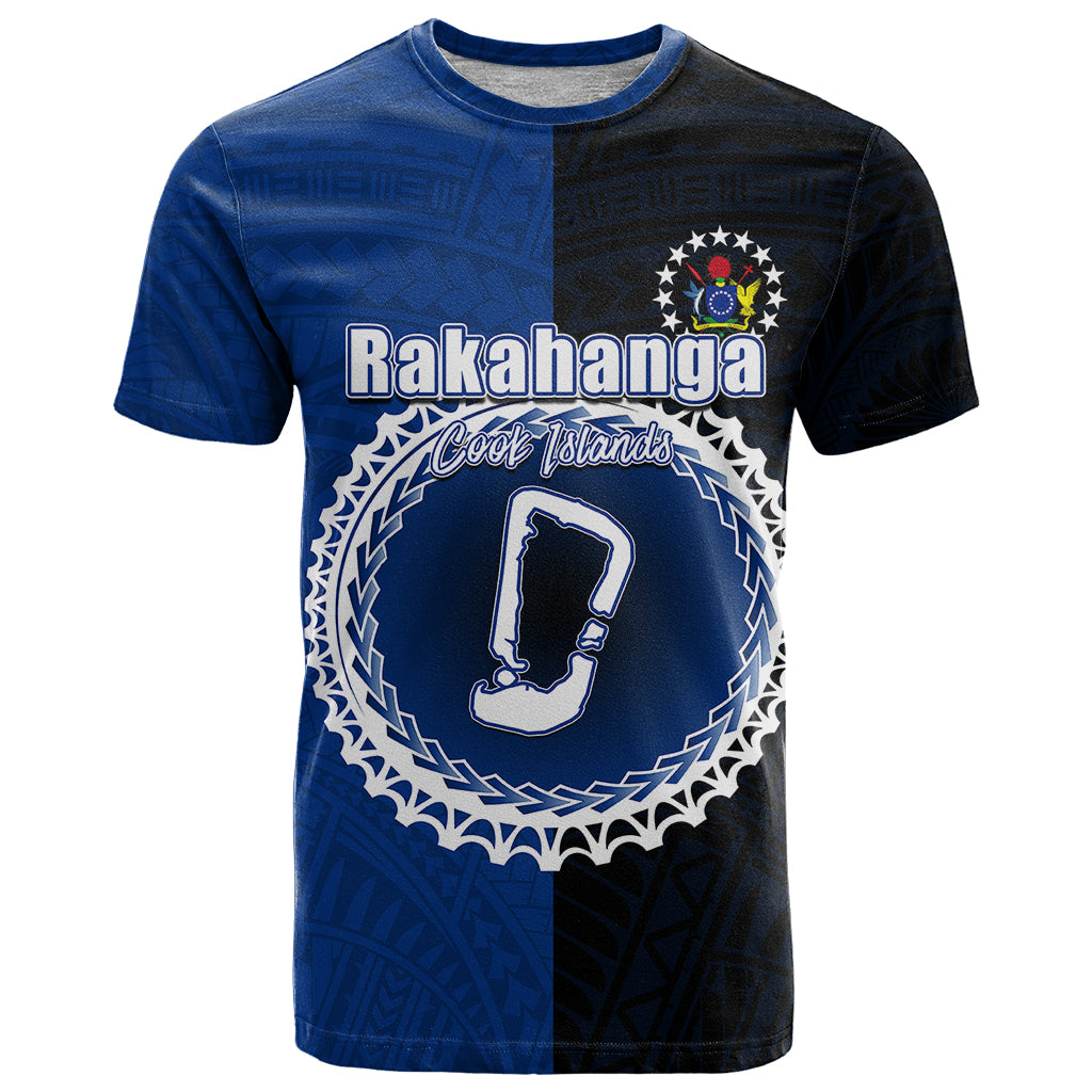 Custom Rakahanga Of Cook Islands T Shirt Mix Half Black LT6 - Wonder Print Shop
