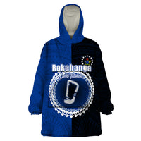 Custom Rakahanga Of Cook Islands Wearable Blanket Hoodie Mix Half Black LT6 - Wonder Print Shop