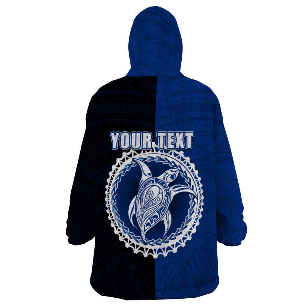 Custom Rakahanga Of Cook Islands Wearable Blanket Hoodie Mix Half Black LT6 - Wonder Print Shop
