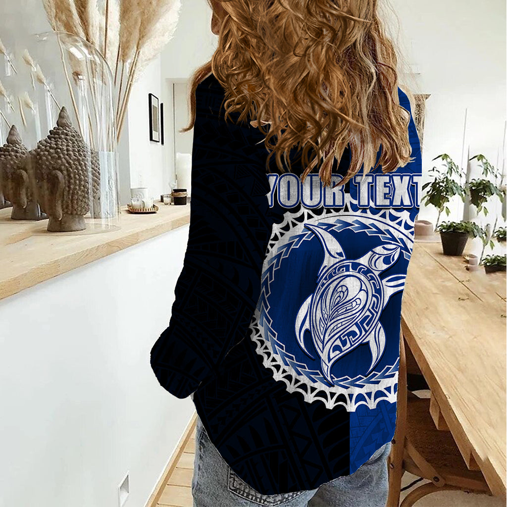 Custom Rakahanga Of Cook Islands Women Casual Shirt Mix Half Black LT6 - Wonder Print Shop