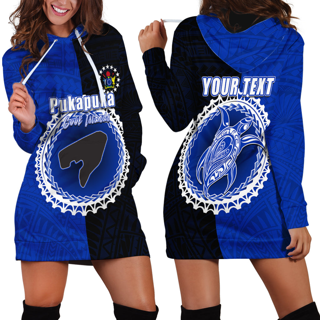 Custom Pukapuka Of Cook Islands Hoodie Dress Mix Half Black LT6 - Wonder Print Shop
