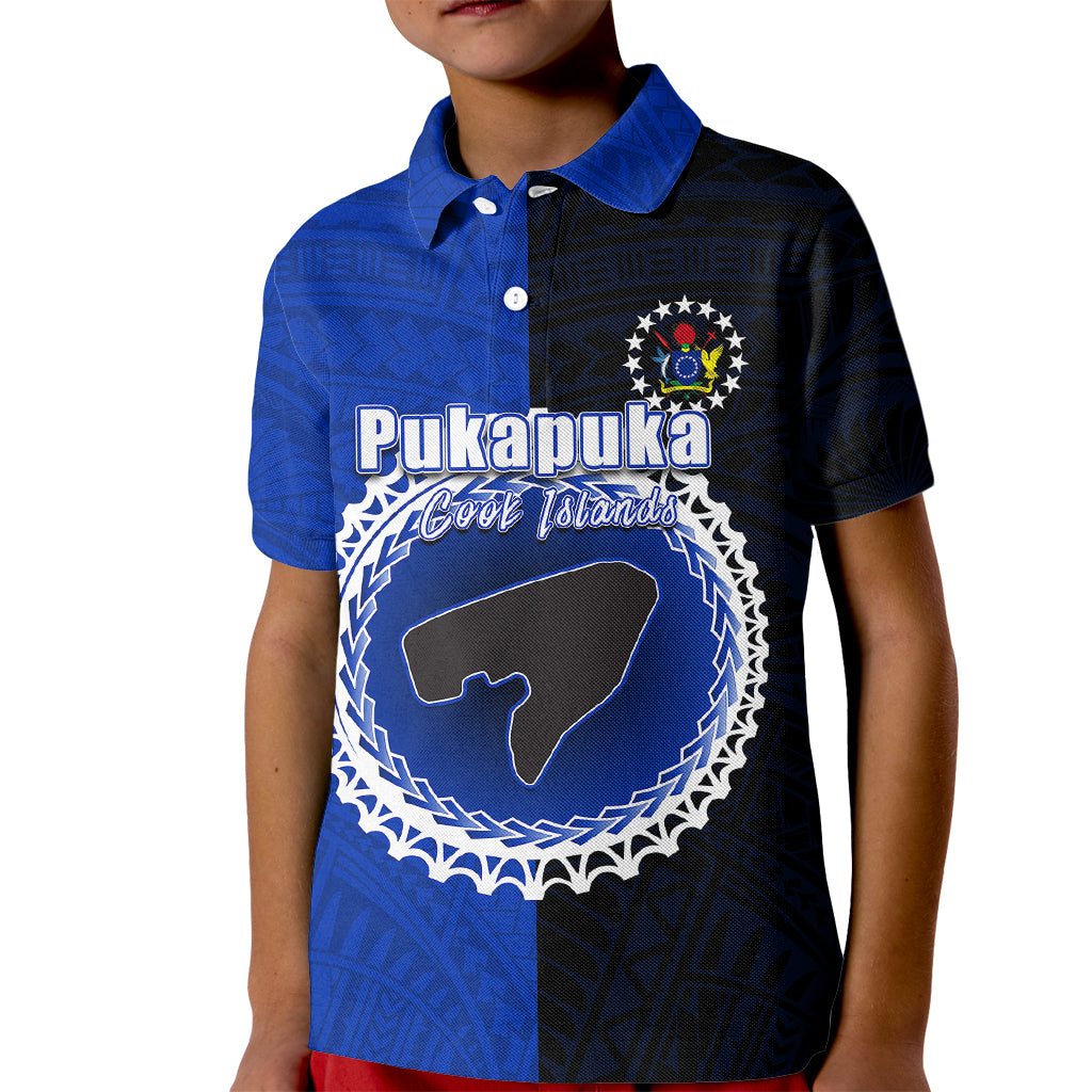 Custom Pukapuka Of Cook Islands Kid Polo Shirt Mix Half Black LT6 - Wonder Print Shop