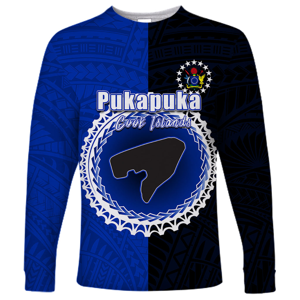 Custom Pukapuka Of Cook Islands Long Sleeve Shirt Mix Half Black LT6 - Wonder Print Shop