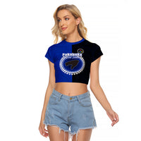 Custom Pukapuka Of Cook Islands Raglan Cropped T Shirt Mix Half Black LT6 - Wonder Print Shop
