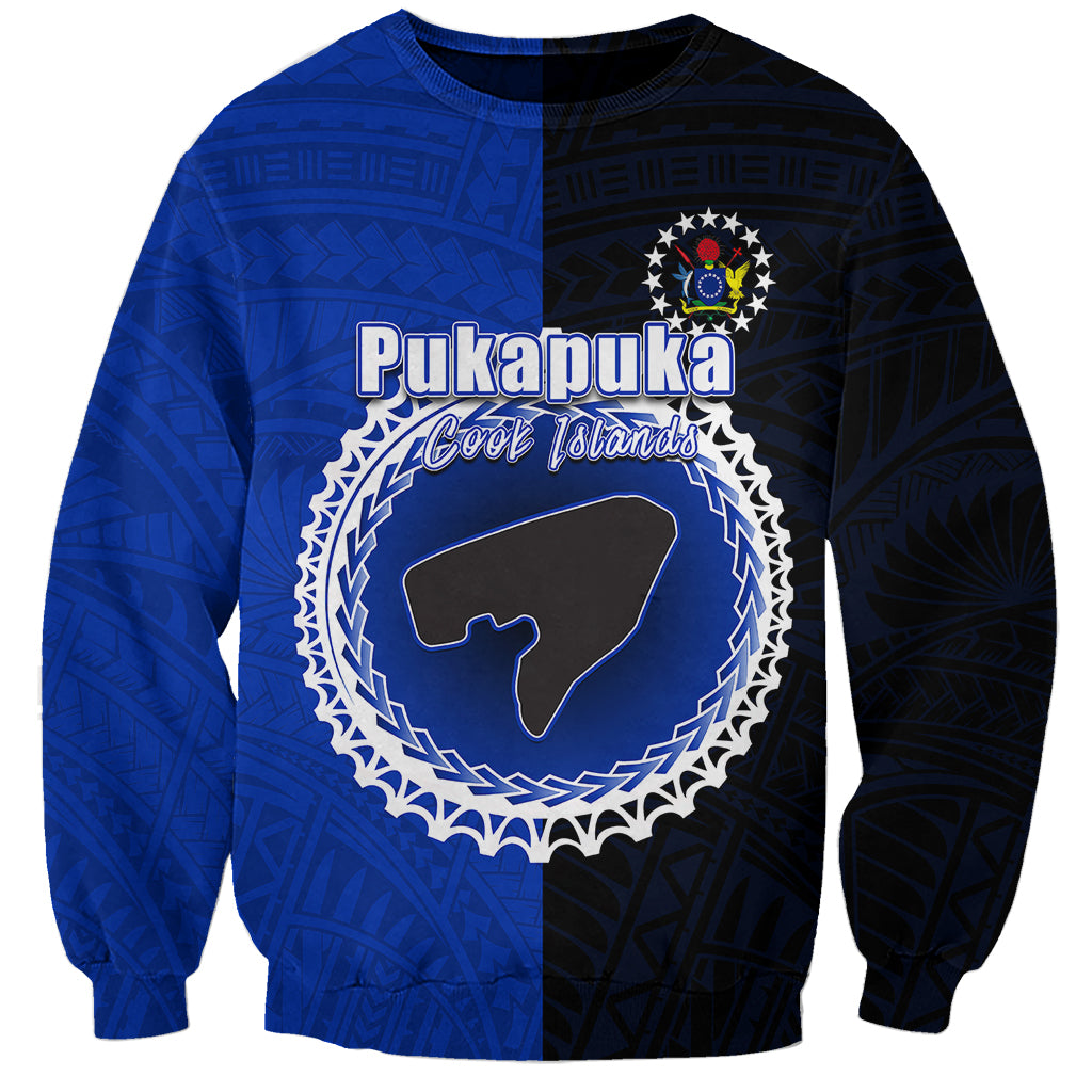 Custom Pukapuka Of Cook Islands Sweatshirt Mix Half Black LT6 - Wonder Print Shop