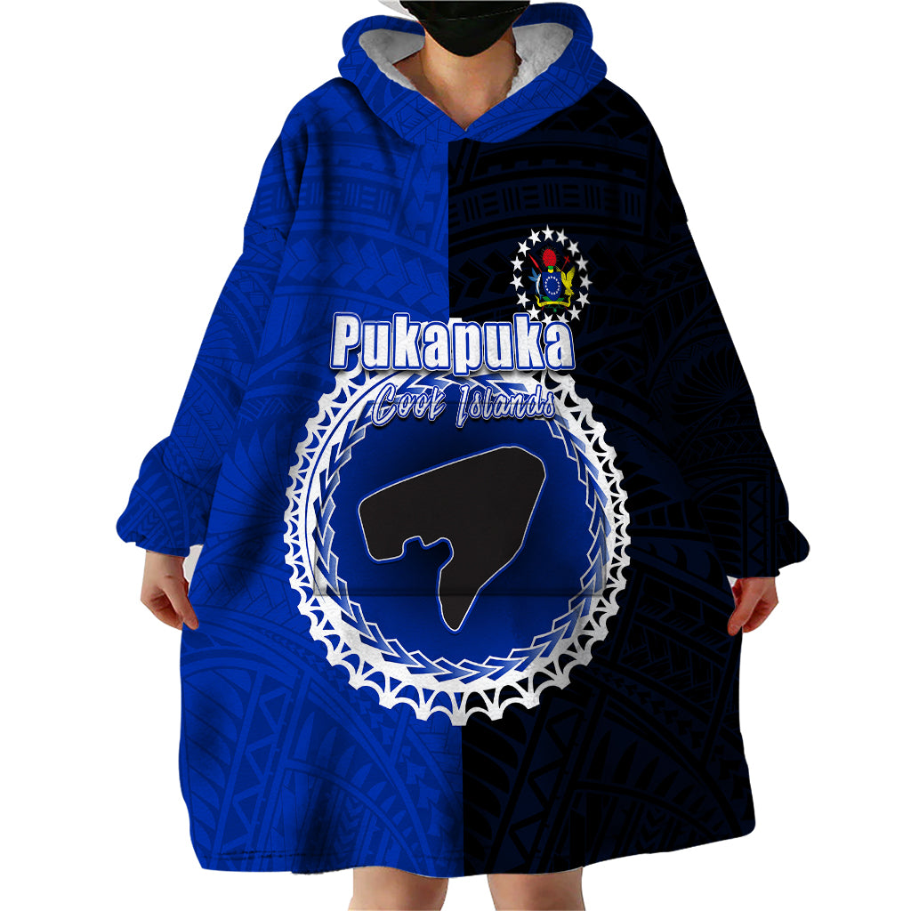 Custom Pukapuka Of Cook Islands Wearable Blanket Hoodie Mix Half Black LT6 - Wonder Print Shop