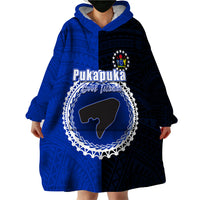 Custom Pukapuka Of Cook Islands Wearable Blanket Hoodie Mix Half Black LT6 - Wonder Print Shop