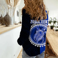 Custom Pukapuka Of Cook Islands Women Casual Shirt Mix Half Black LT6 - Wonder Print Shop