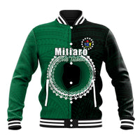 Custom Mitiaro Of Cook Islands Baseball Jacket Mix Half Black LT6 - Wonder Print Shop