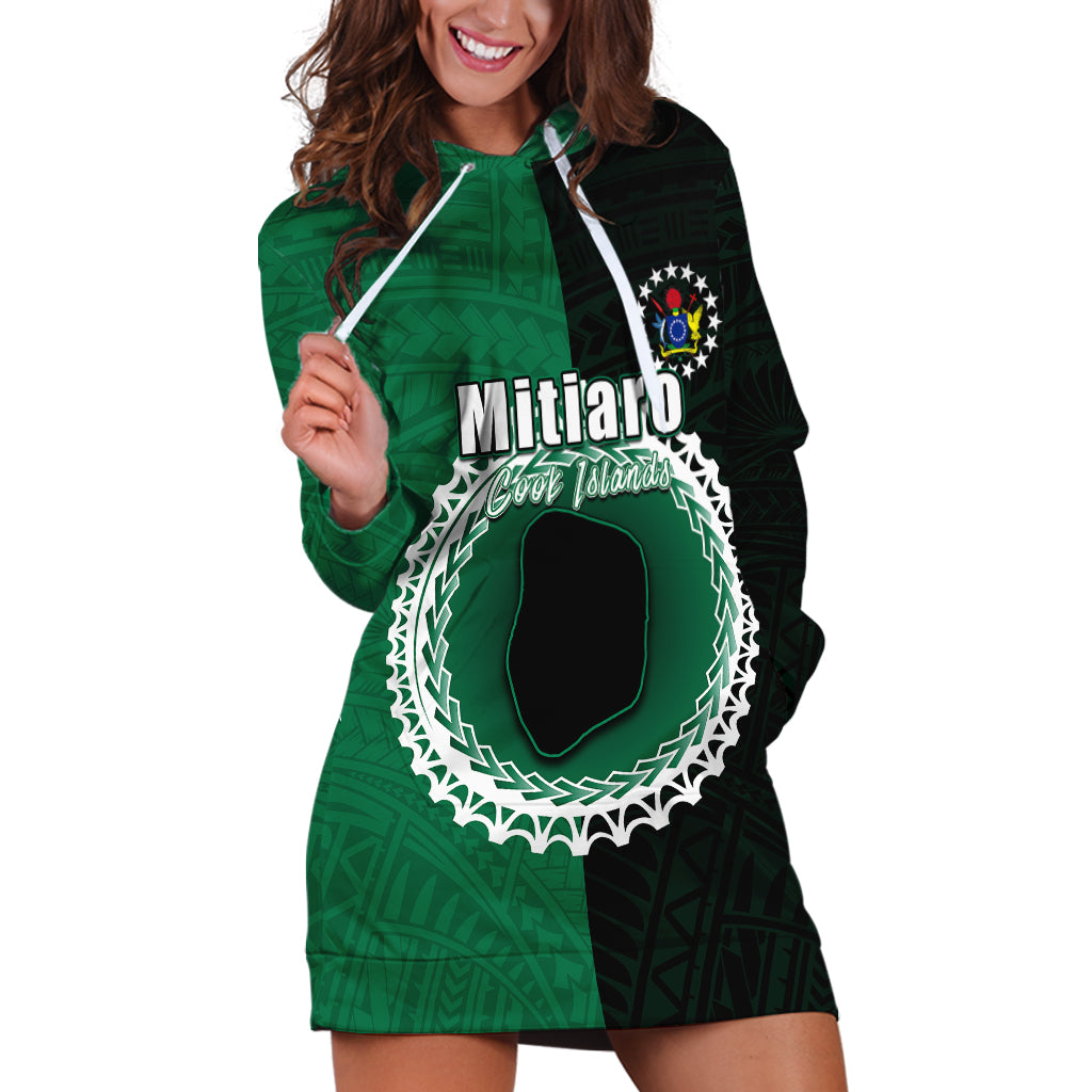Custom Mitiaro Of Cook Islands Hoodie Dress Mix Half Black LT6 - Wonder Print Shop
