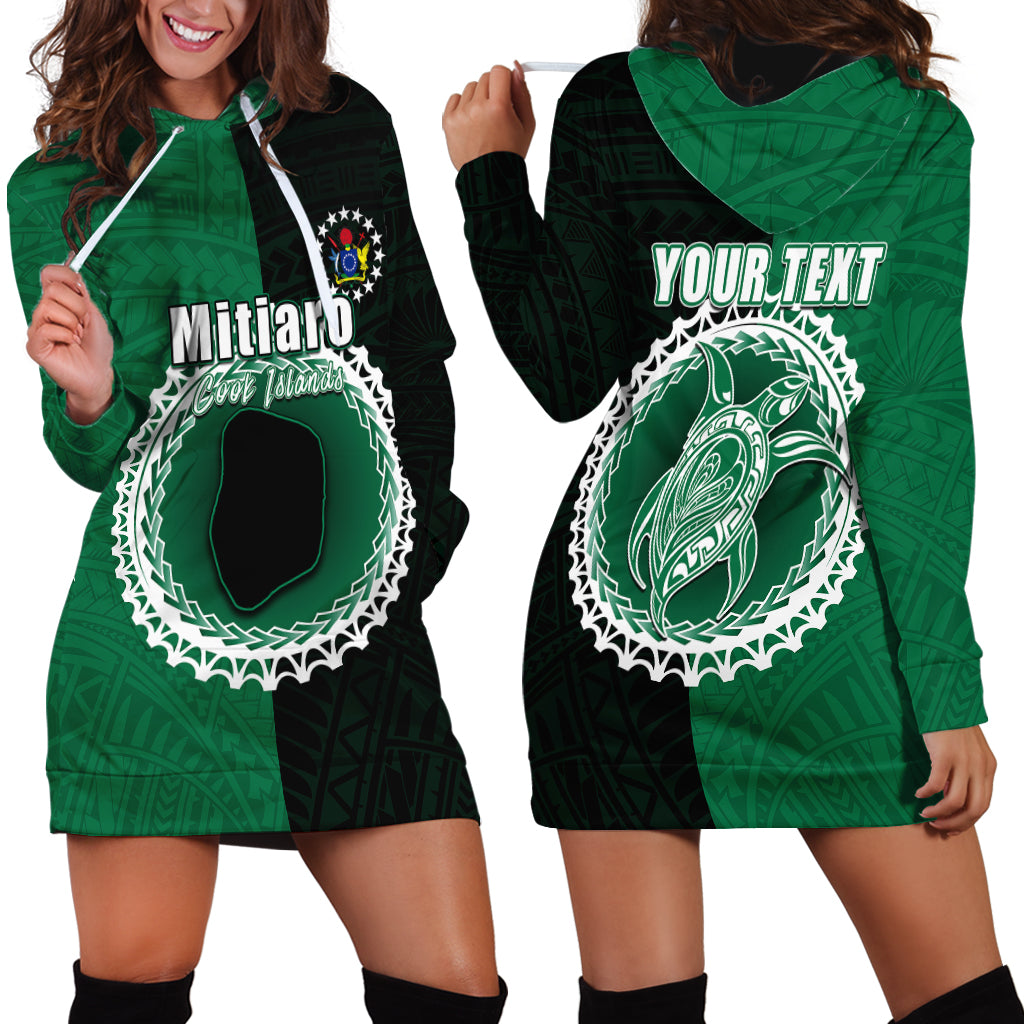 Custom Mitiaro Of Cook Islands Hoodie Dress Mix Half Black LT6 - Wonder Print Shop