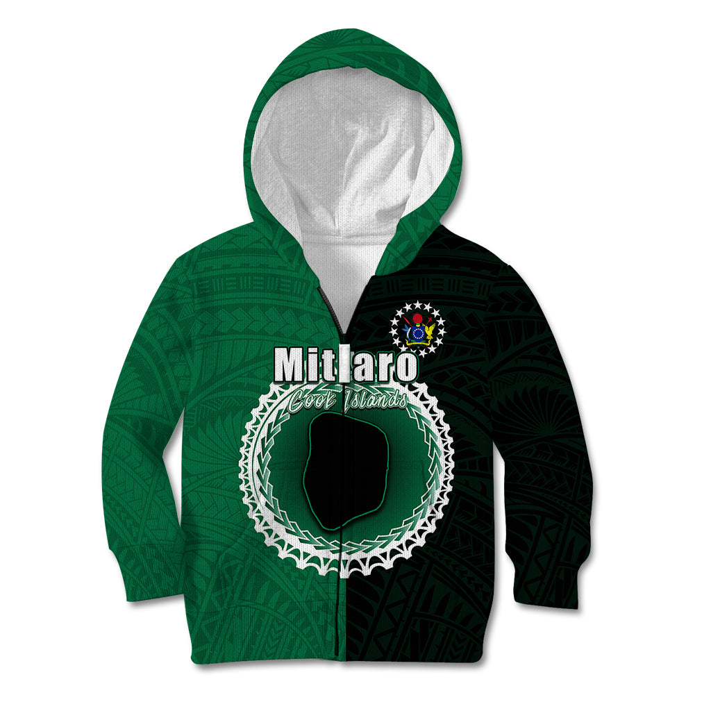 Custom Mitiaro Of Cook Islands Kid Hoodie Mix Half Black LT6 - Wonder Print Shop