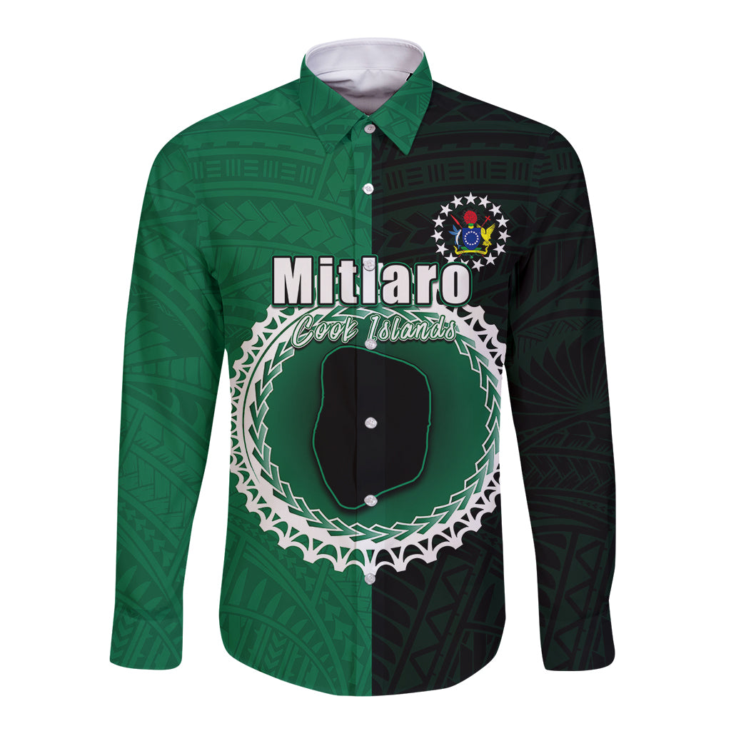 Custom Mitiaro Of Cook Islands Long Sleeve Button Shirt Mix Half Black LT6 - Wonder Print Shop