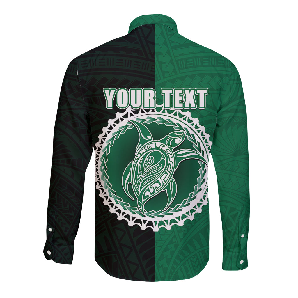 Custom Mitiaro Of Cook Islands Long Sleeve Button Shirt Mix Half Black LT6 - Wonder Print Shop