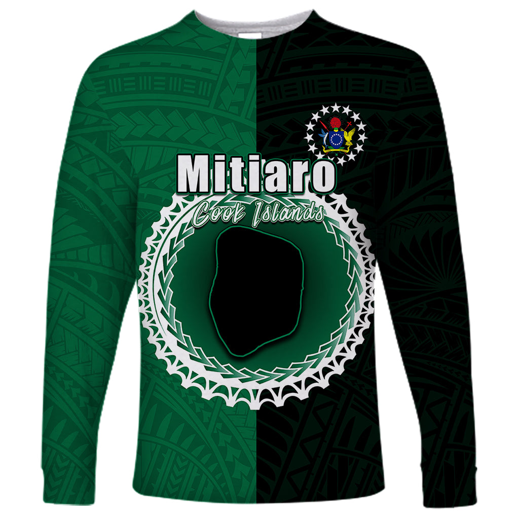 Custom Mitiaro Of Cook Islands Long Sleeve Shirt Mix Half Black LT6 - Wonder Print Shop