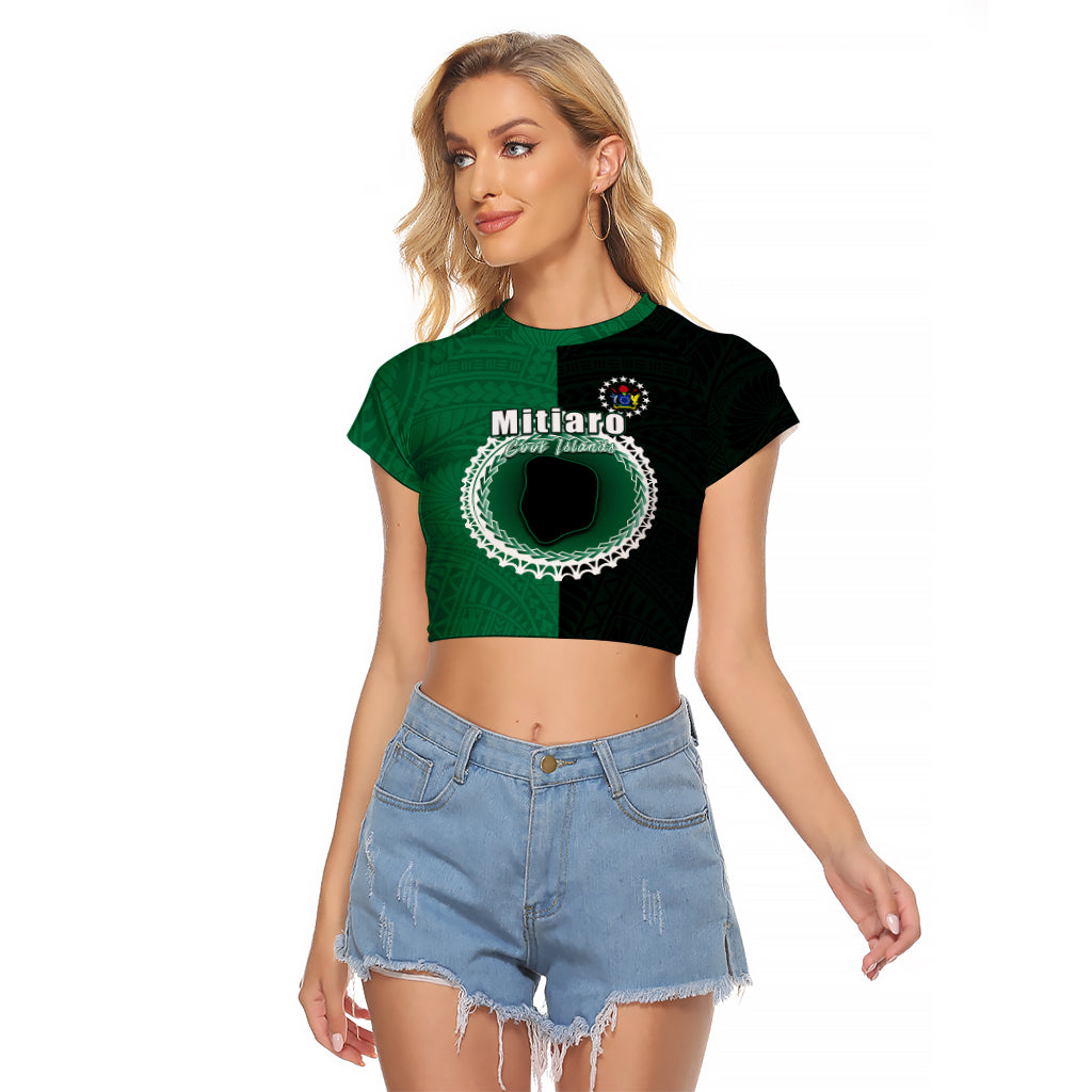Custom Mitiaro Of Cook Islands Raglan Cropped T Shirt Mix Half Black LT6 - Wonder Print Shop