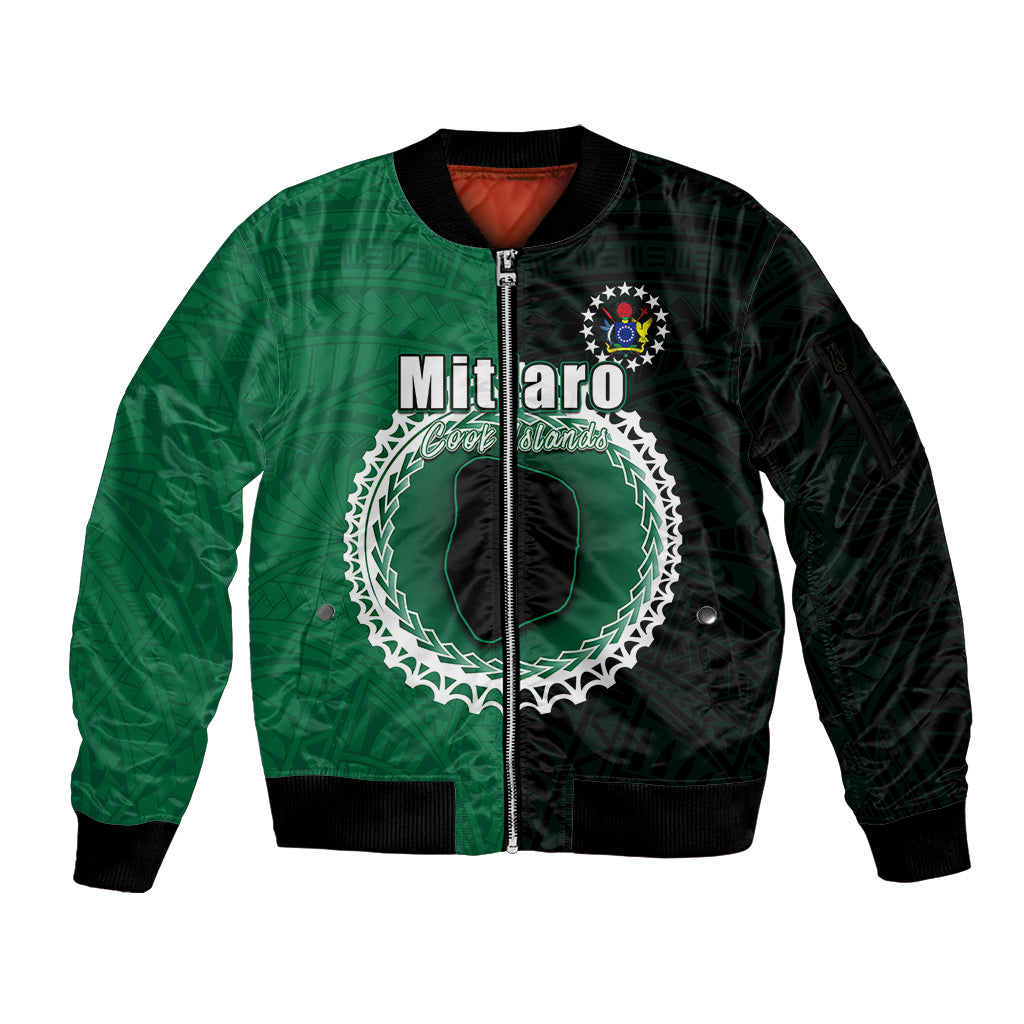 Custom Mitiaro Of Cook Islands Sleeve Zip Bomber Jacket Mix Half Black LT6 - Wonder Print Shop