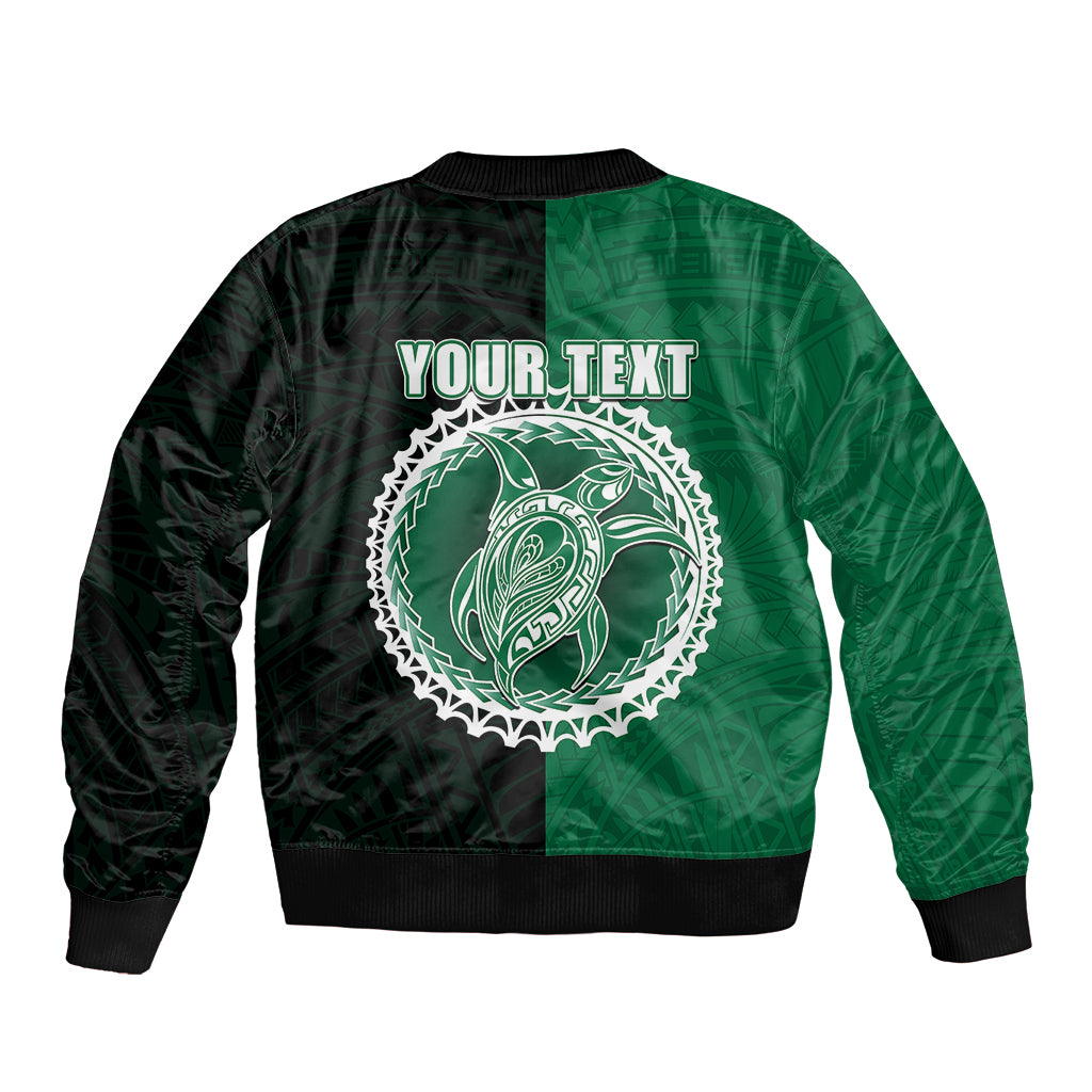 Custom Mitiaro Of Cook Islands Sleeve Zip Bomber Jacket Mix Half Black LT6 - Wonder Print Shop