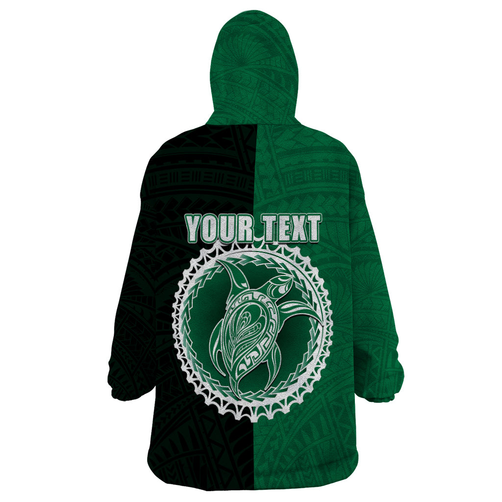 Custom Mitiaro Of Cook Islands Wearable Blanket Hoodie Mix Half Black LT6 - Wonder Print Shop