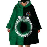Custom Mitiaro Of Cook Islands Wearable Blanket Hoodie Mix Half Black LT6 - Wonder Print Shop