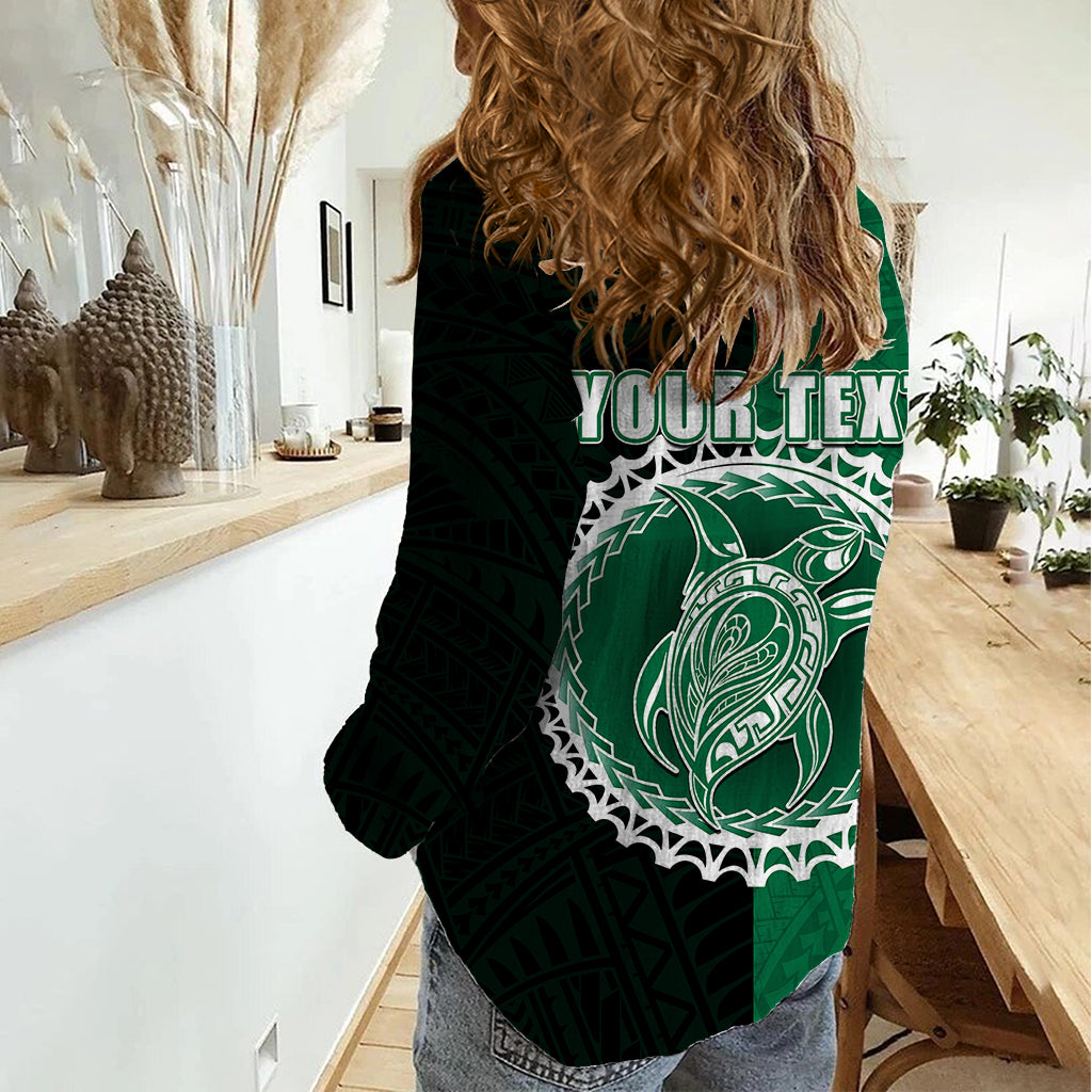 Custom Mitiaro Of Cook Islands Women Casual Shirt Mix Half Black LT6 - Wonder Print Shop