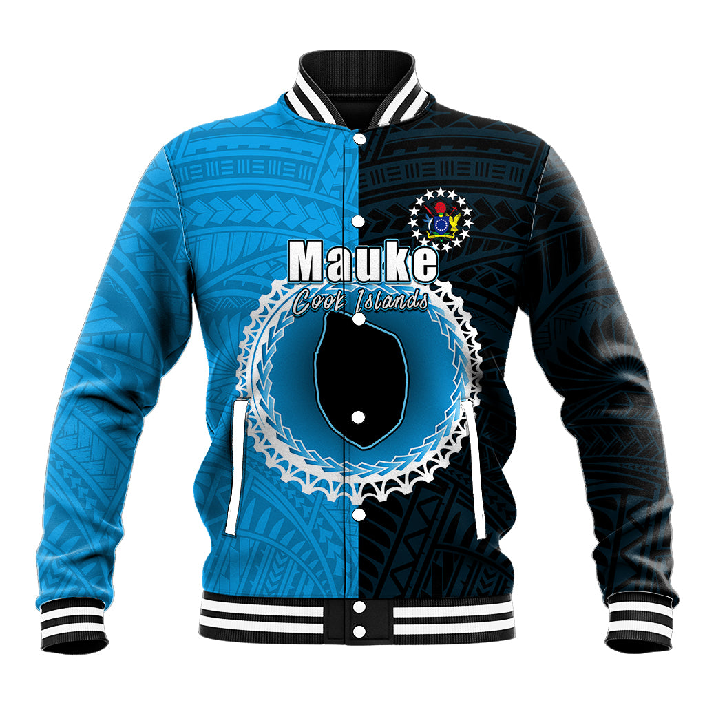 Custom Mauke Of Cook Islands Baseball Jacket Mix Half Black LT6 - Wonder Print Shop