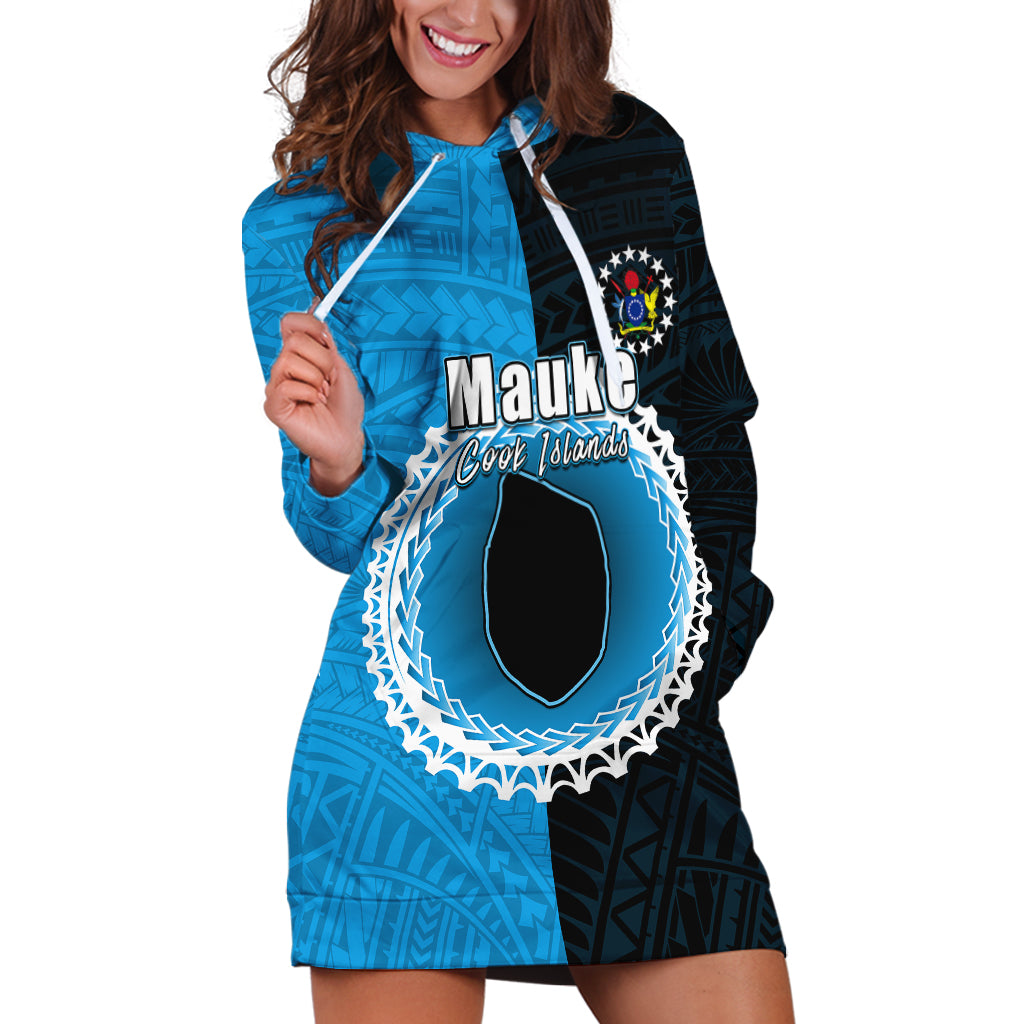 Custom Mauke Of Cook Islands Hoodie Dress Mix Half Black LT6 - Wonder Print Shop