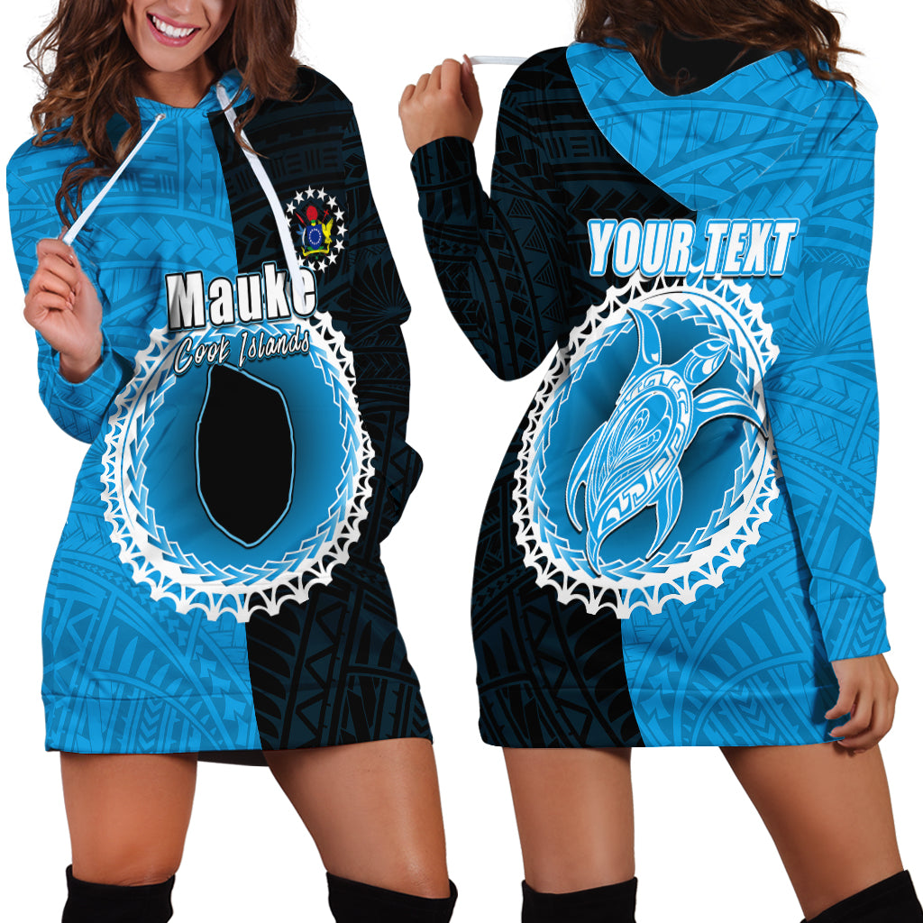 Custom Mauke Of Cook Islands Hoodie Dress Mix Half Black LT6 - Wonder Print Shop