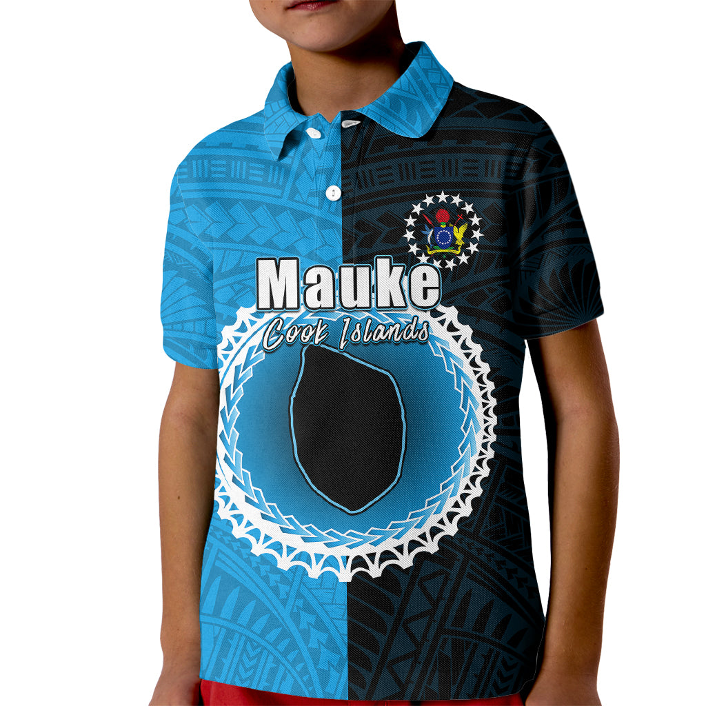 Custom Mauke Of Cook Islands Kid Polo Shirt Mix Half Black LT6 - Wonder Print Shop