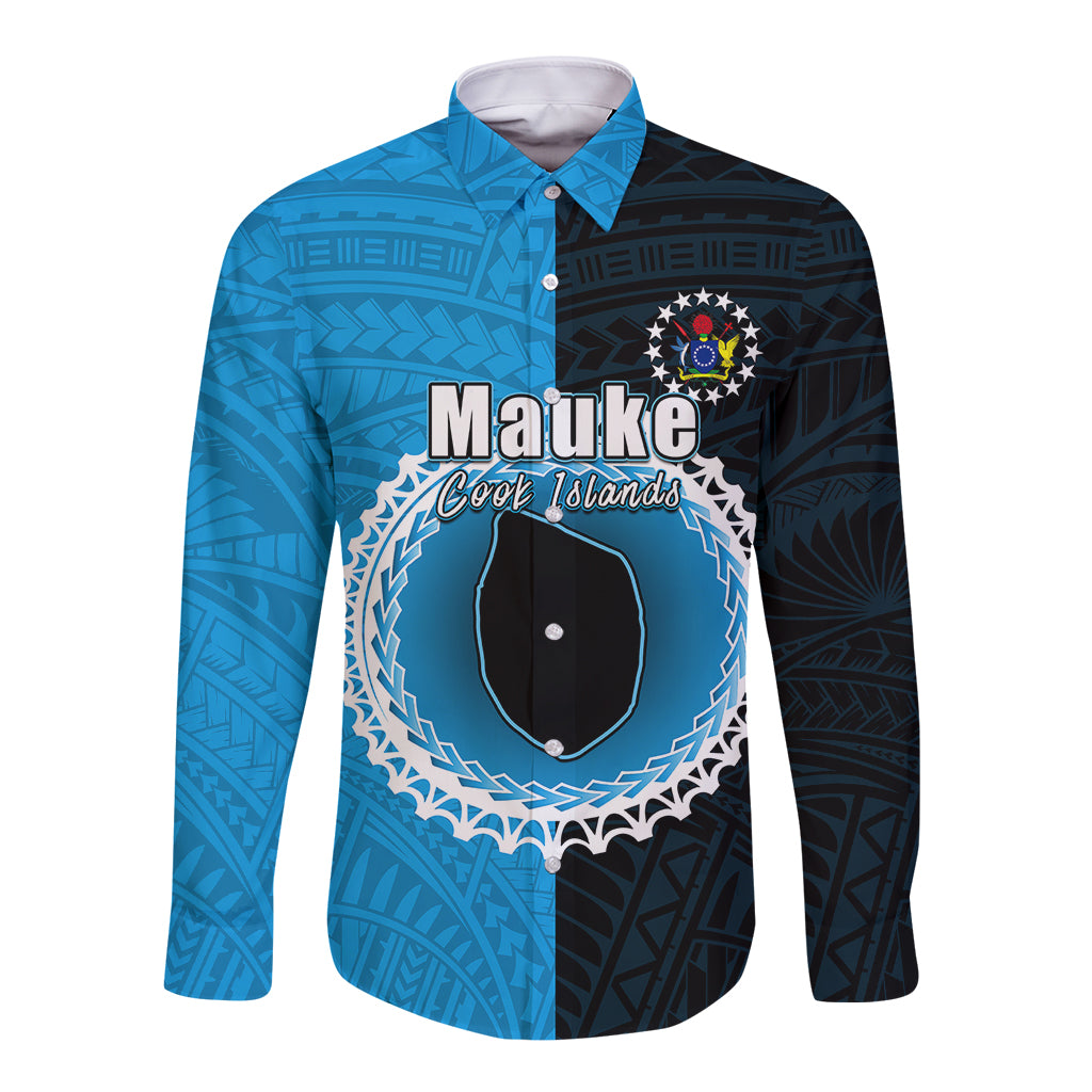 Custom Mauke Of Cook Islands Long Sleeve Button Shirt Mix Half Black LT6 - Wonder Print Shop