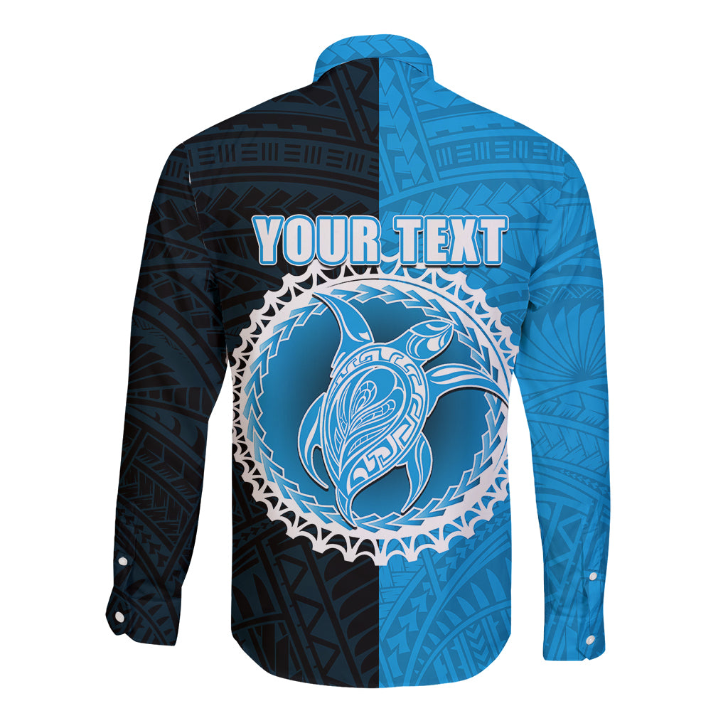 Custom Mauke Of Cook Islands Long Sleeve Button Shirt Mix Half Black LT6 - Wonder Print Shop