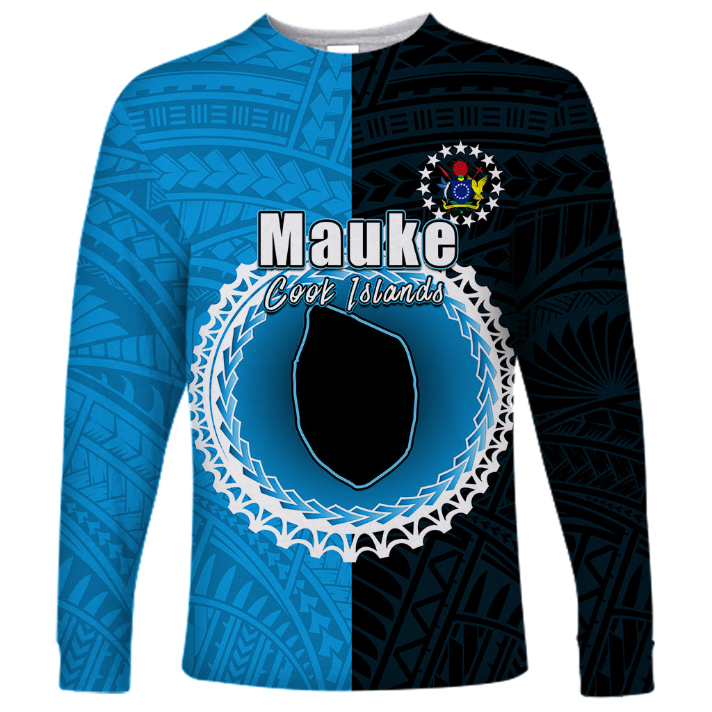Custom Mauke Of Cook Islands Long Sleeve Shirt Mix Half Black LT6 - Wonder Print Shop