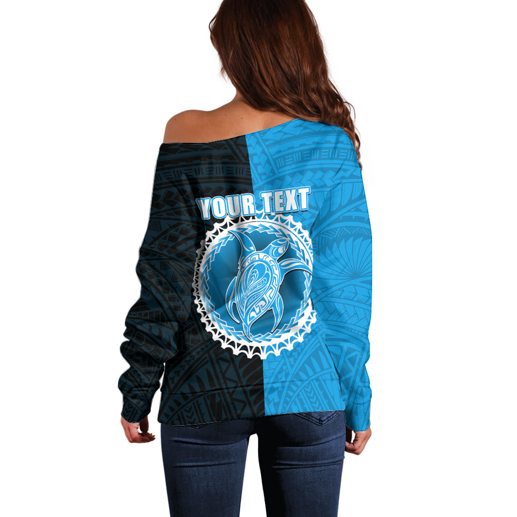 Custom Mauke Of Cook Islands Off Shoulder Sweater Mix Half Black LT6 - Wonder Print Shop