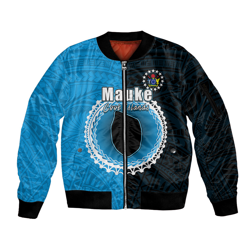 Custom Mauke Of Cook Islands Sleeve Zip Bomber Jacket Mix Half Black LT6 - Wonder Print Shop
