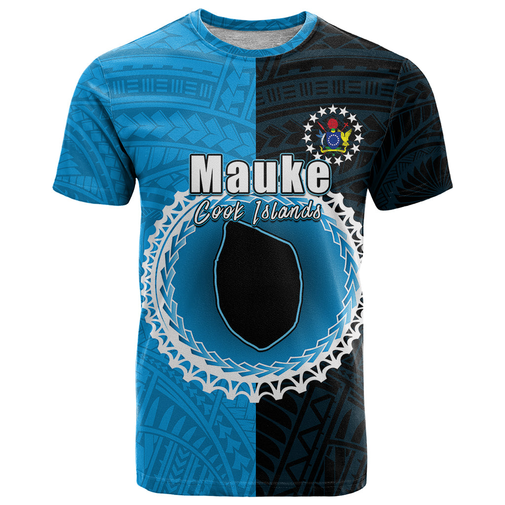 Custom Mauke Of Cook Islands T Shirt Mix Half Black LT6 - Wonder Print Shop