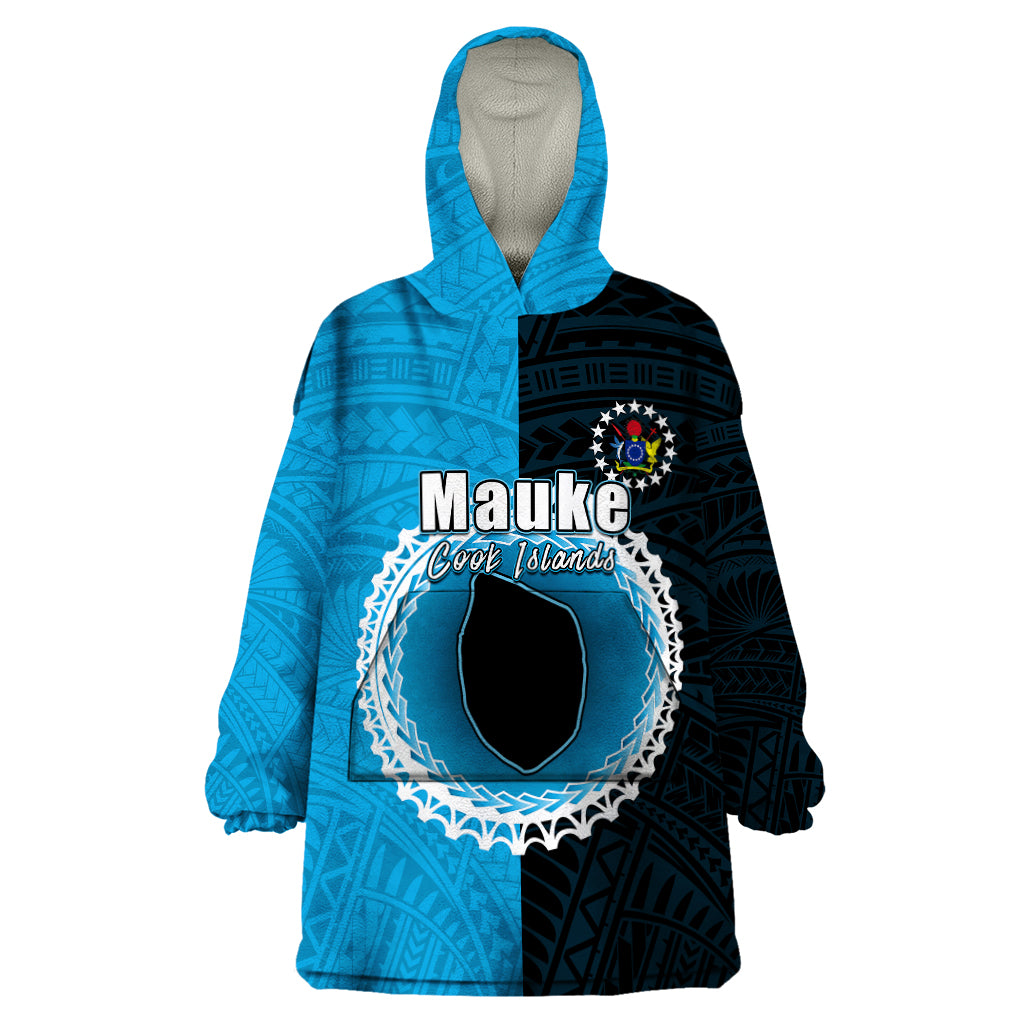 Custom Mauke Of Cook Islands Wearable Blanket Hoodie Mix Half Black LT6 - Wonder Print Shop