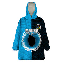 Custom Mauke Of Cook Islands Wearable Blanket Hoodie Mix Half Black LT6 - Wonder Print Shop