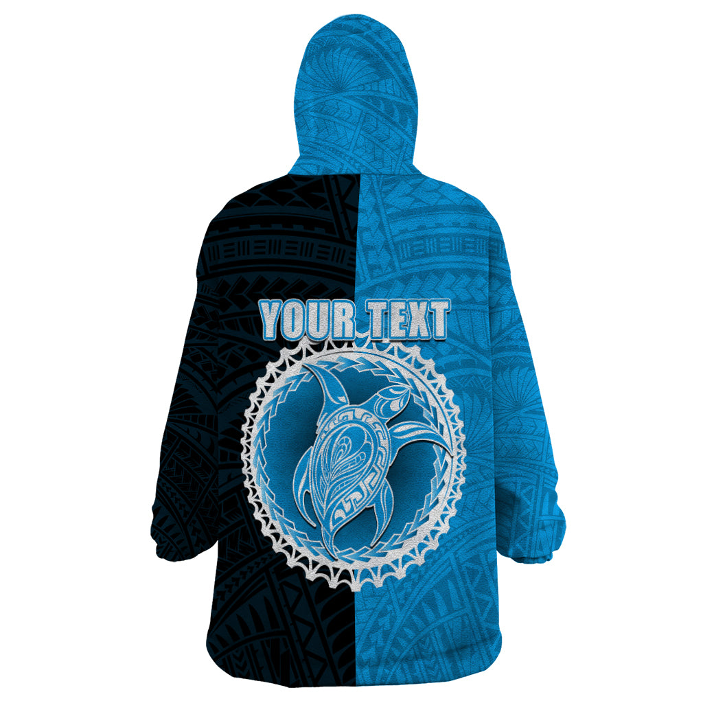 Custom Mauke Of Cook Islands Wearable Blanket Hoodie Mix Half Black LT6 - Wonder Print Shop